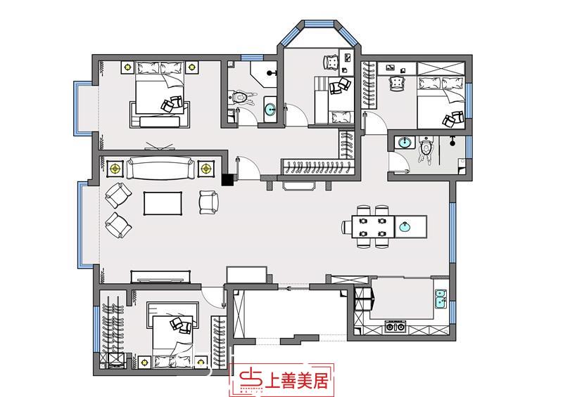 鑫界王府180平裝修效果圖