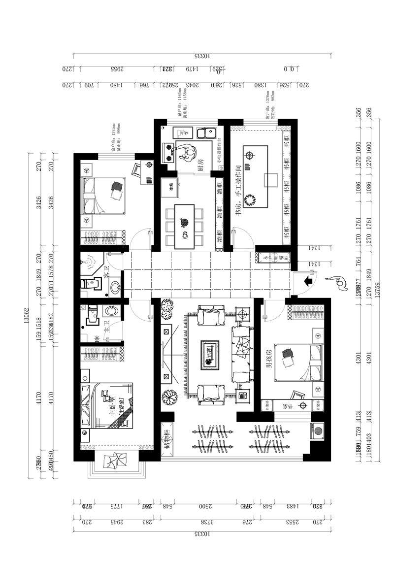 瑞達(dá)華府130平米新中式效果圖