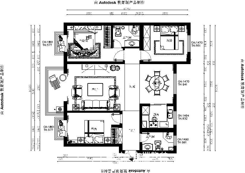 盛世華安136平裝修效果圖