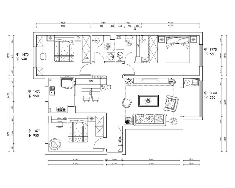 新合作城市廣場120裝修效果圖